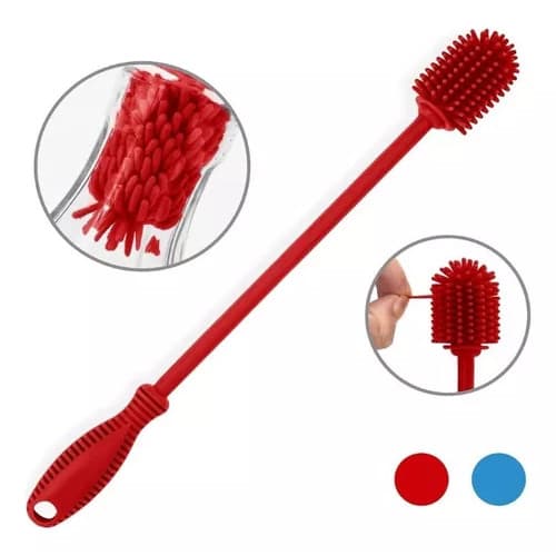 Escova De Lavar Garrafa Mamadeira Copo Taça Silicone Pratico