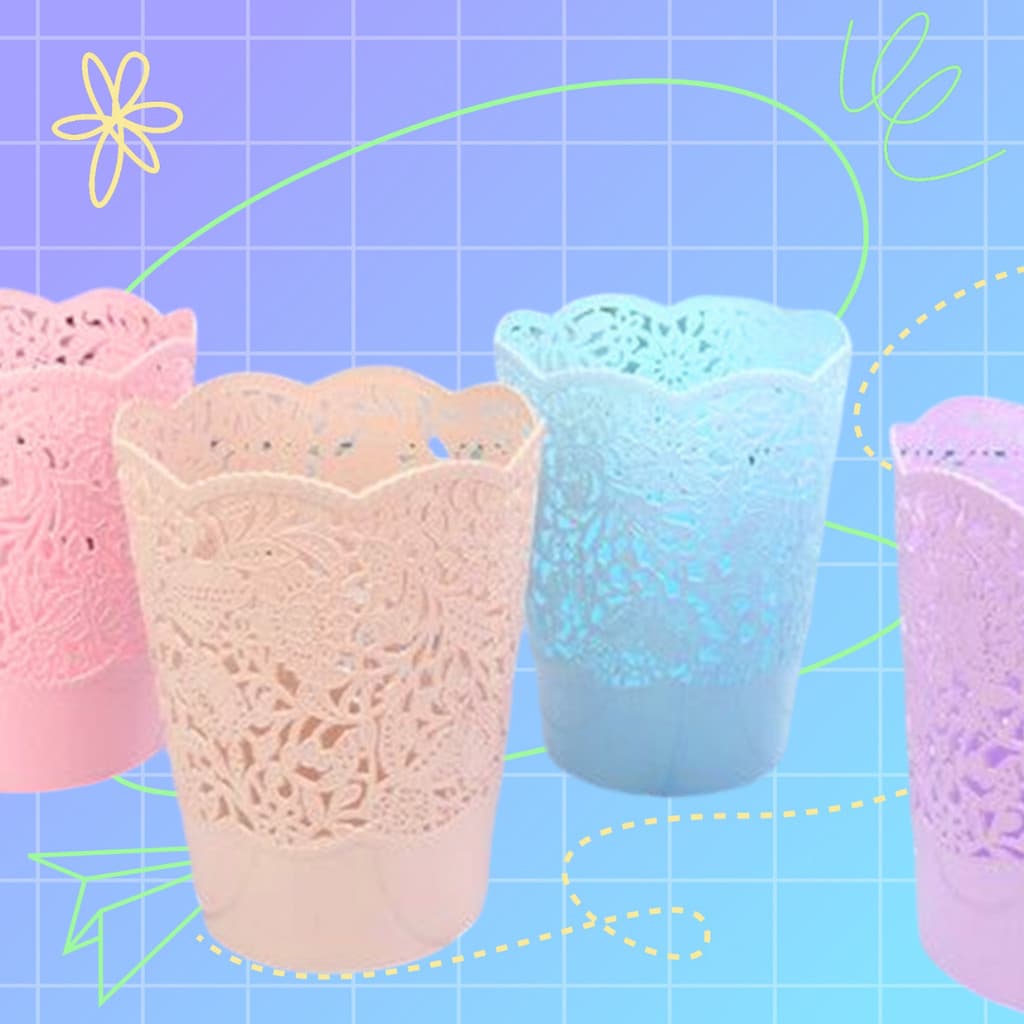 kit com 3 Cesta Organizadora para Caneta Escritório Compacta de Plástico Porta Pincels Lapis