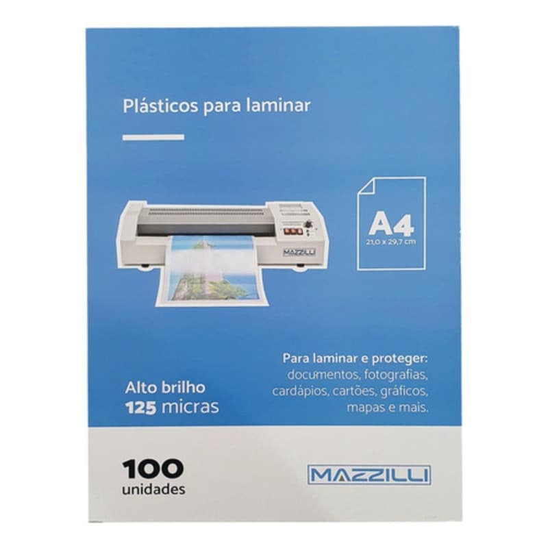Plastico Para Plastificacao Tamanho A4 125 Micras 100un