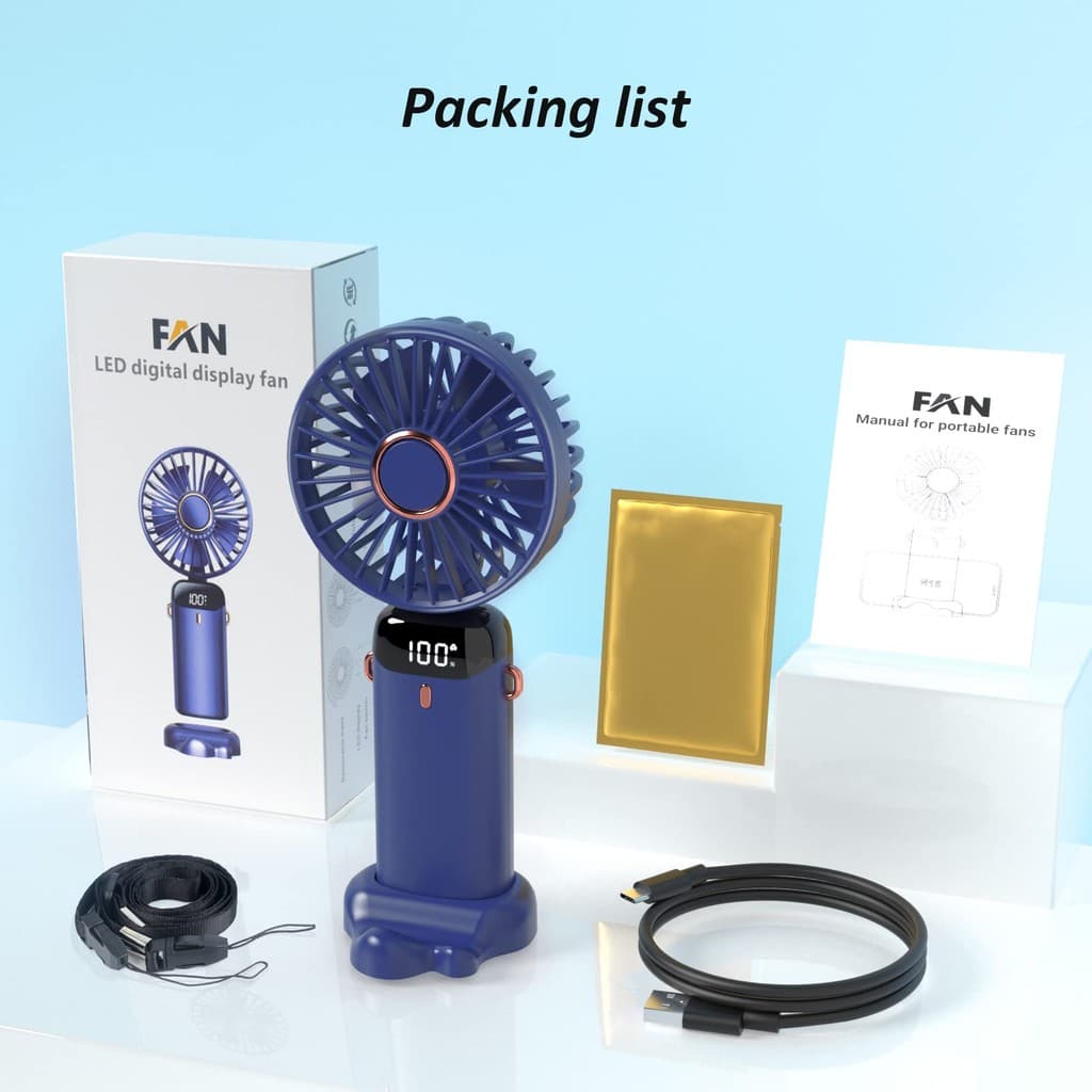 5 Modos De Ventilador Portátil mini Pequeno Dobrável  digital De Escritório Presente USB Carregando Bateria De 3000MA