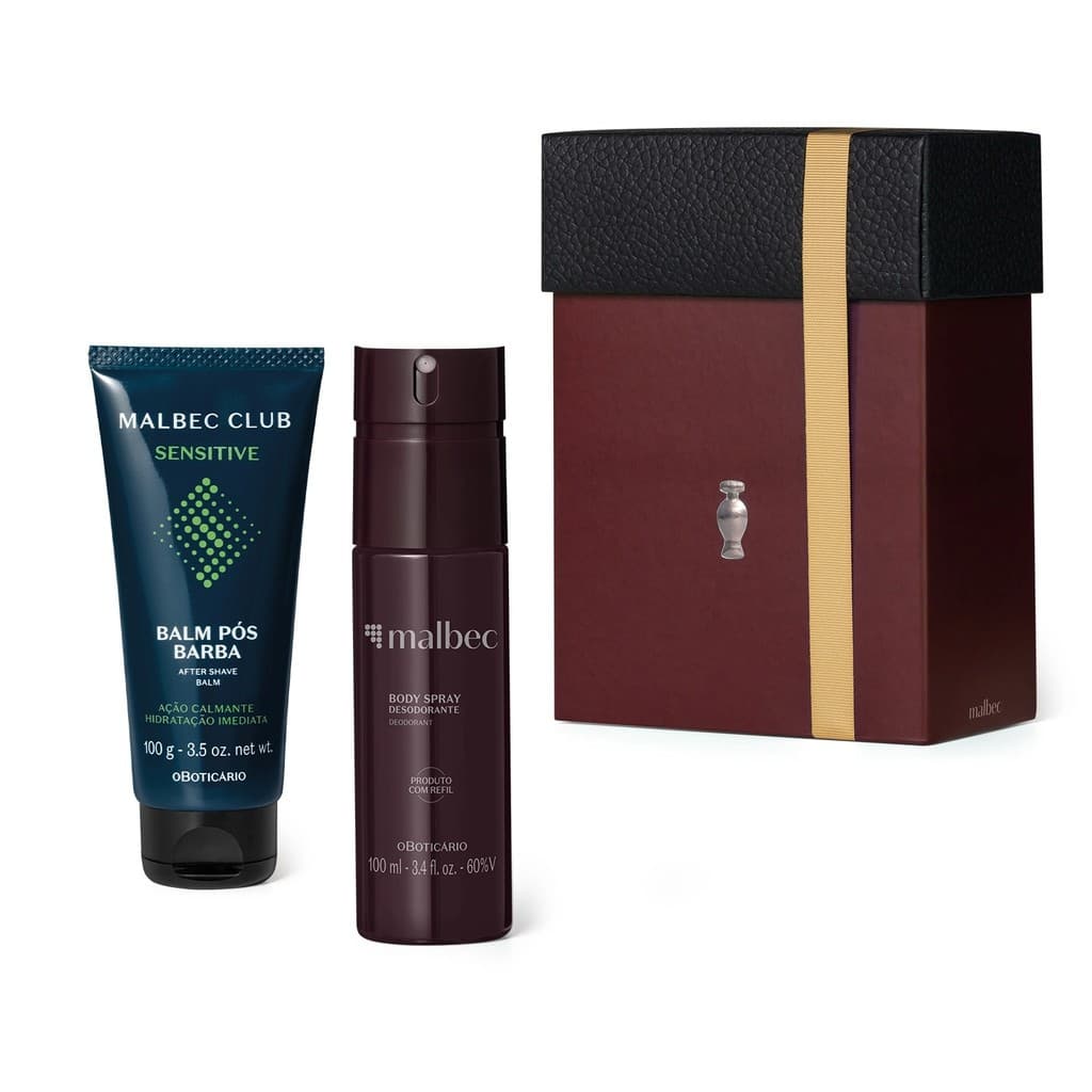 KIT PRESENTE DIA DOS PAIS MALBEC CUIDADOS (2 ITENS) BODY SPRAY+BALM PÓS-BARBA