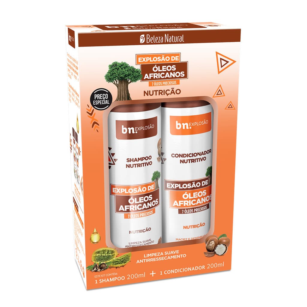 Kit Shampoo + Condicionador Beleza Natural Explosão de Óleos Africanos bn.Explosão