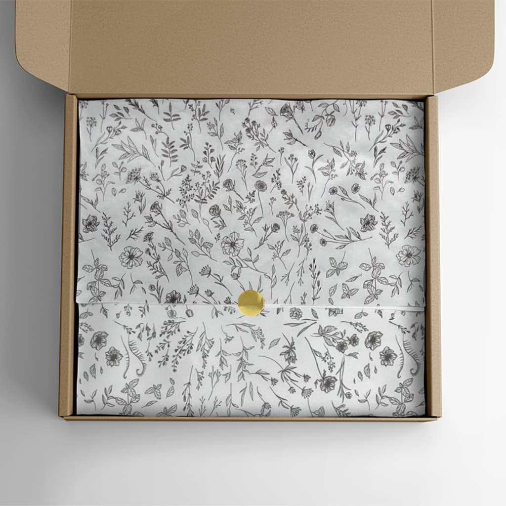 Papel Seda Premium Estampa Floral 100 Folhas Embalagem Sofisticada Para Roupas Presentes Cestas e Artesanato