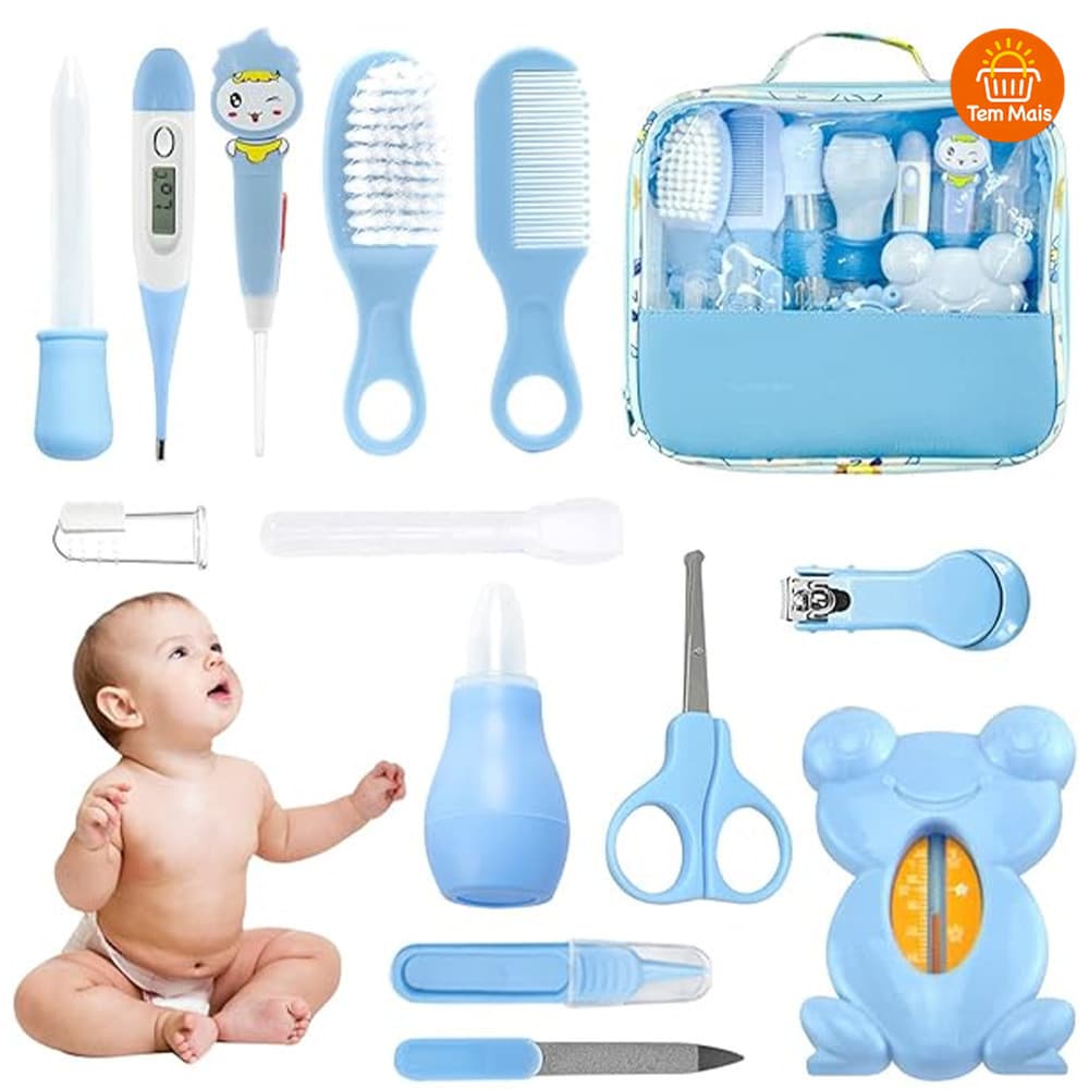 Bolsa Com Kit Para Cuidados De Higiene E Saúde Do Seu Bebê Com 13 Peças Contém TermômetroCortador E Outros Produtos