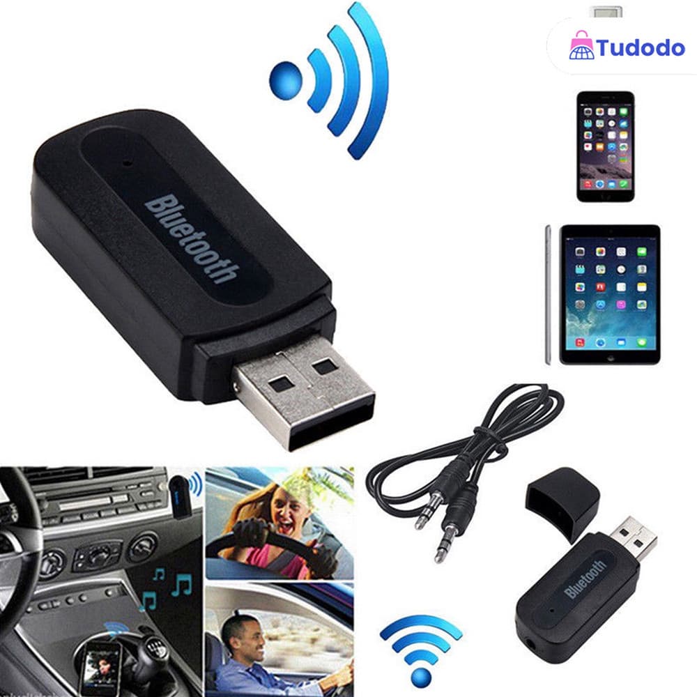 Adaptador Receptor Bluetooth Usb Musica P2 Chamada Som Carro