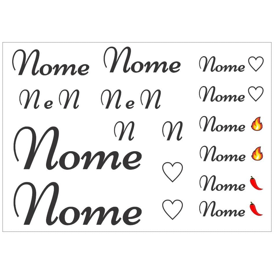 Tatuagem Temporária 2 Nomes e Iniciais Personalizados Cartela 15x21cm
