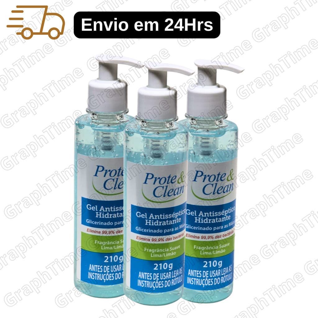 Álcool Gel 70% Higienizador Antisséptico com fragrância suave de Limão 210 Gramas Prote Clean