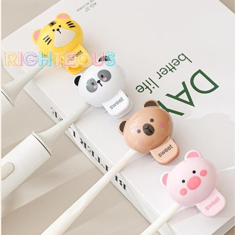 Rightrous Clipes De Capa De Escova De Dentes De Animais De Desenho Animado , Portátil , Elétrica , Protetor À Prova De P