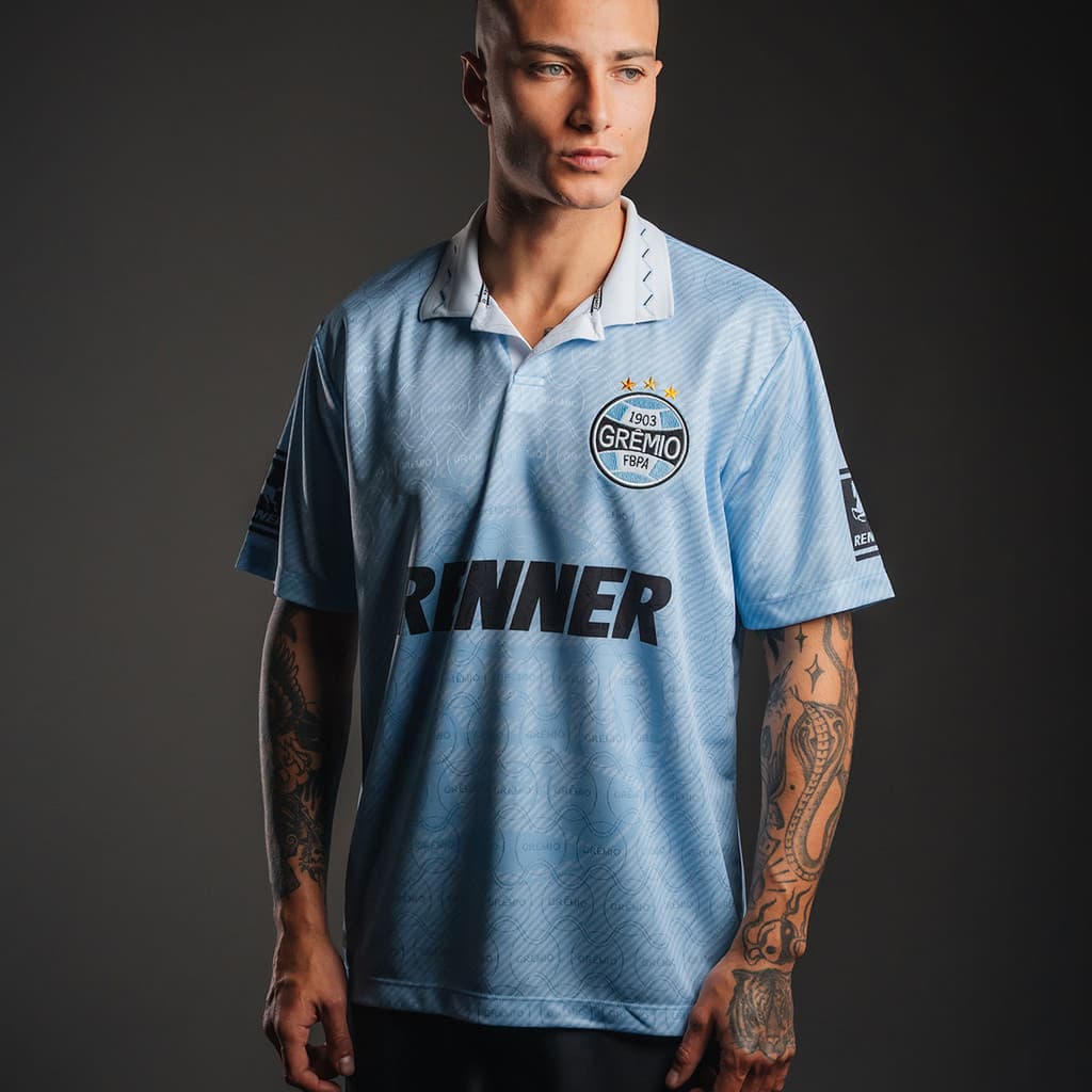 Camisa Grêmio Retrô 1995 Celeste Manga Curta Masculina Oficial