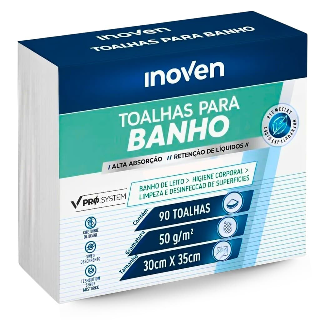 Lenço para Banho de Leito Inoven com 90 unidades