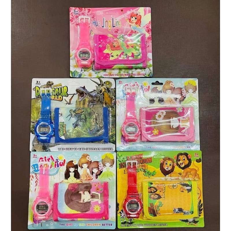 Kit Relógio de Pulso Infantil Digital + Carteira para meninas e meninos Criança