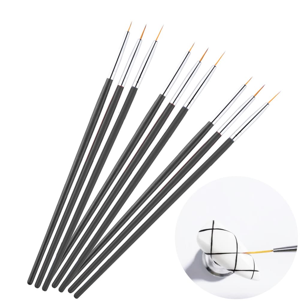 Kit 9un Pincéis Ultra Fina Para Decorar Unhas Manicure Nail Art Decoração Alongamento