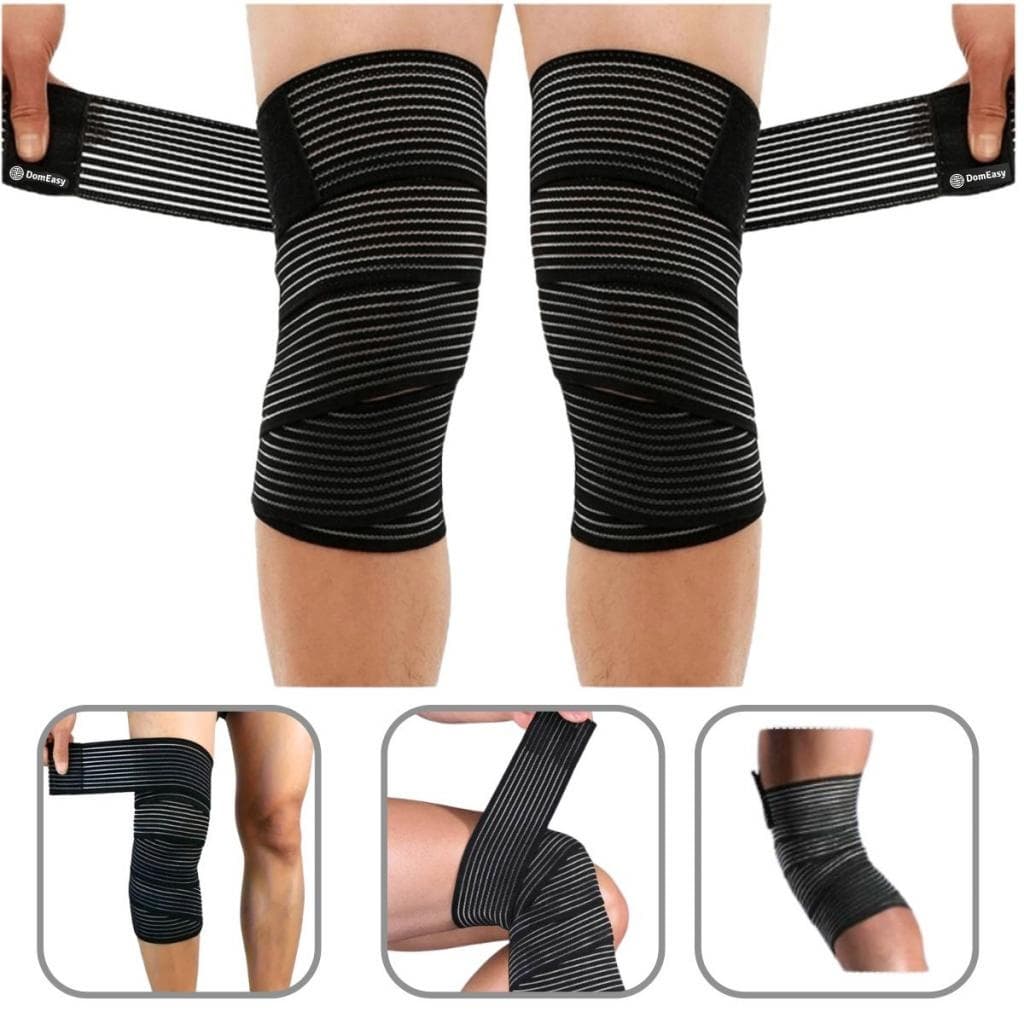 Kit 2 Faixas de Compressão Multiuso Treino Proteção Joelho Elástica Ajustável