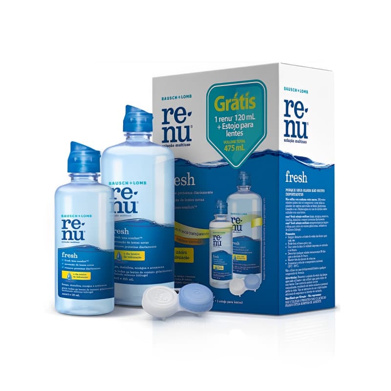 Renu Fresh Plus 355ml + 120 Ml Kit Grátis + Estojo Para Lentes