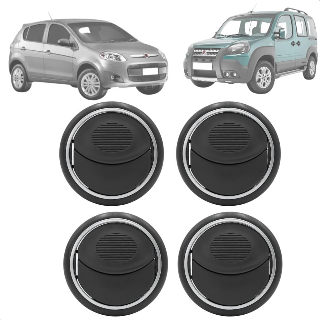 4 Difusores De Ar Aro Prata Palio 2012 Até 2018 Doblo 2002 Até 2018