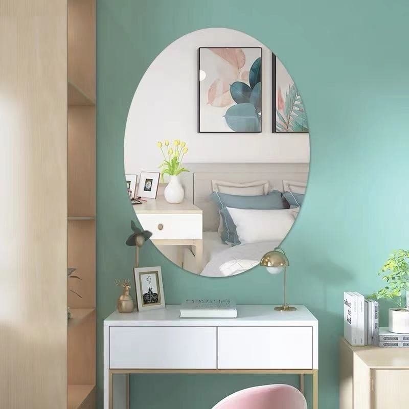 Espelho Oval Adesivos De Parede 3d Auto-Adesivo Adesivo de Parede Decorativo Para Casa Sala Banheiro