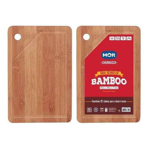 Tabua de carne churrasco corte legumes, frios 30x20 retangular Mor Bamboo Bambu