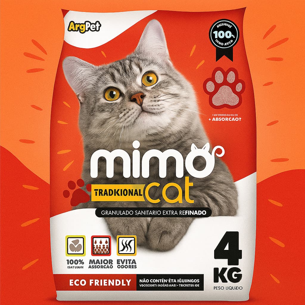 Kit 1 a 5 Pacotes de Areia Sanitária Antiodor Tira Cheiro MimoCat Gatos Tradicional 100% Natural