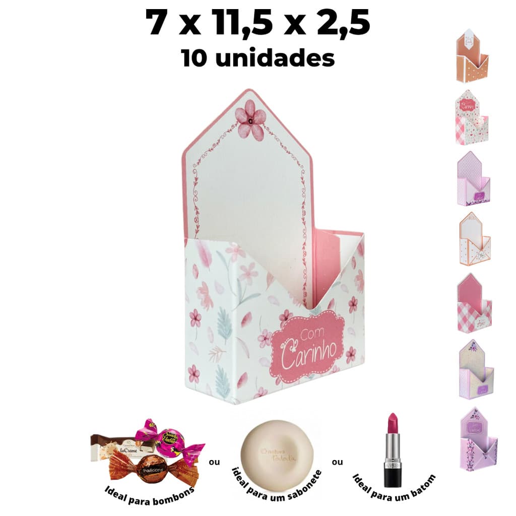 Caixa Envelope para Sabonete com 10 unidades 7x11,5x2,5cm