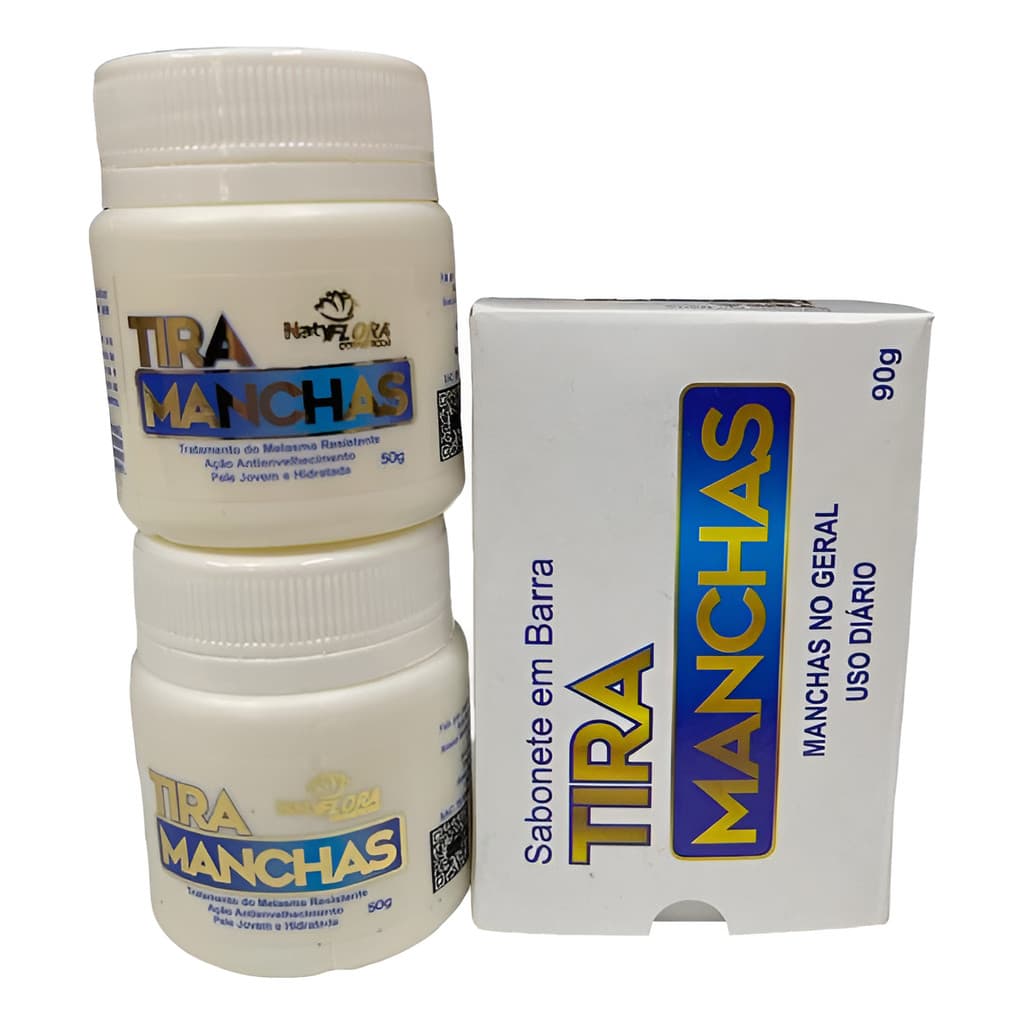 Tira Manchas Kit Clareador 2 Pomadas 1 Sabonete Barra Natyfl