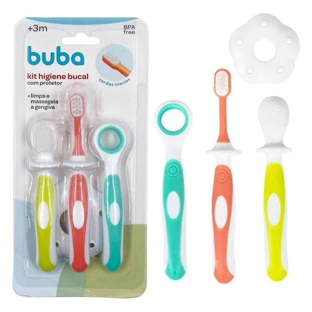 Kit Higiene Bucal C/Protetor Escova Limpa Massageia Gengiva