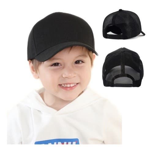 Boné Infantil Trucker Unissex Liso Com Ajuste Tela Aba Curva