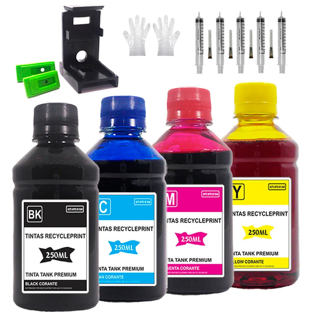 Kit Recarga Cartucho 1l Tinta Impressora Compatível com HP 2874 2774 667 667XL