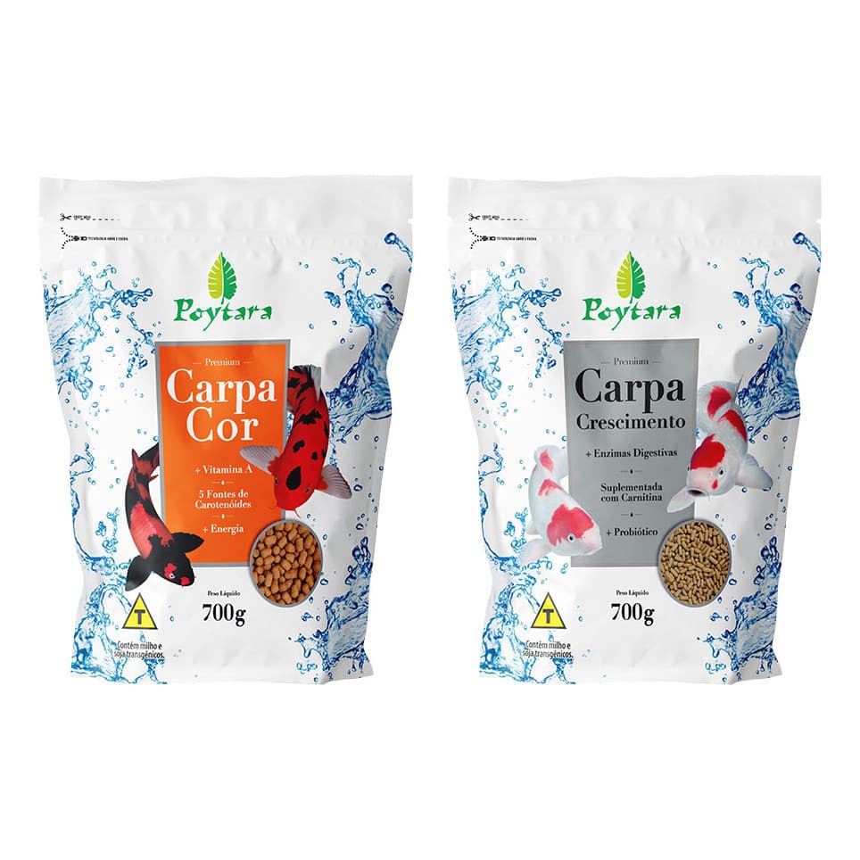 Kit Rações Poytara Carpa Cor 700g+carpa Crescimento 700g
