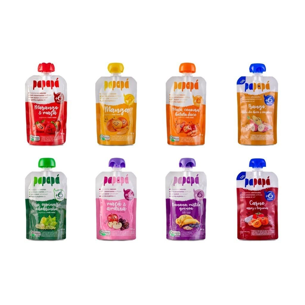 Papinhas de bebe carne e frutas 8 papinhas organica papapa
