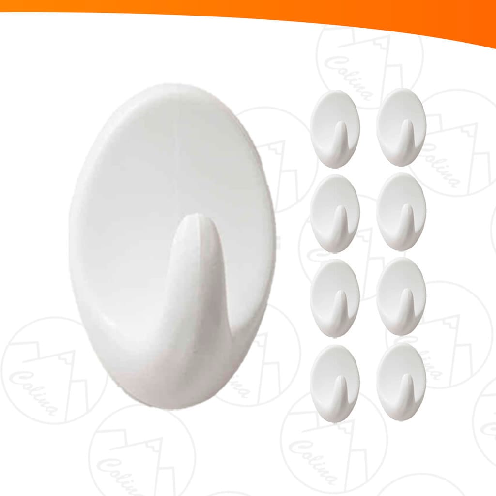 Kit 9 Ganchos Adesivo Plástico Parede Toalha Cozinha Banheiro
