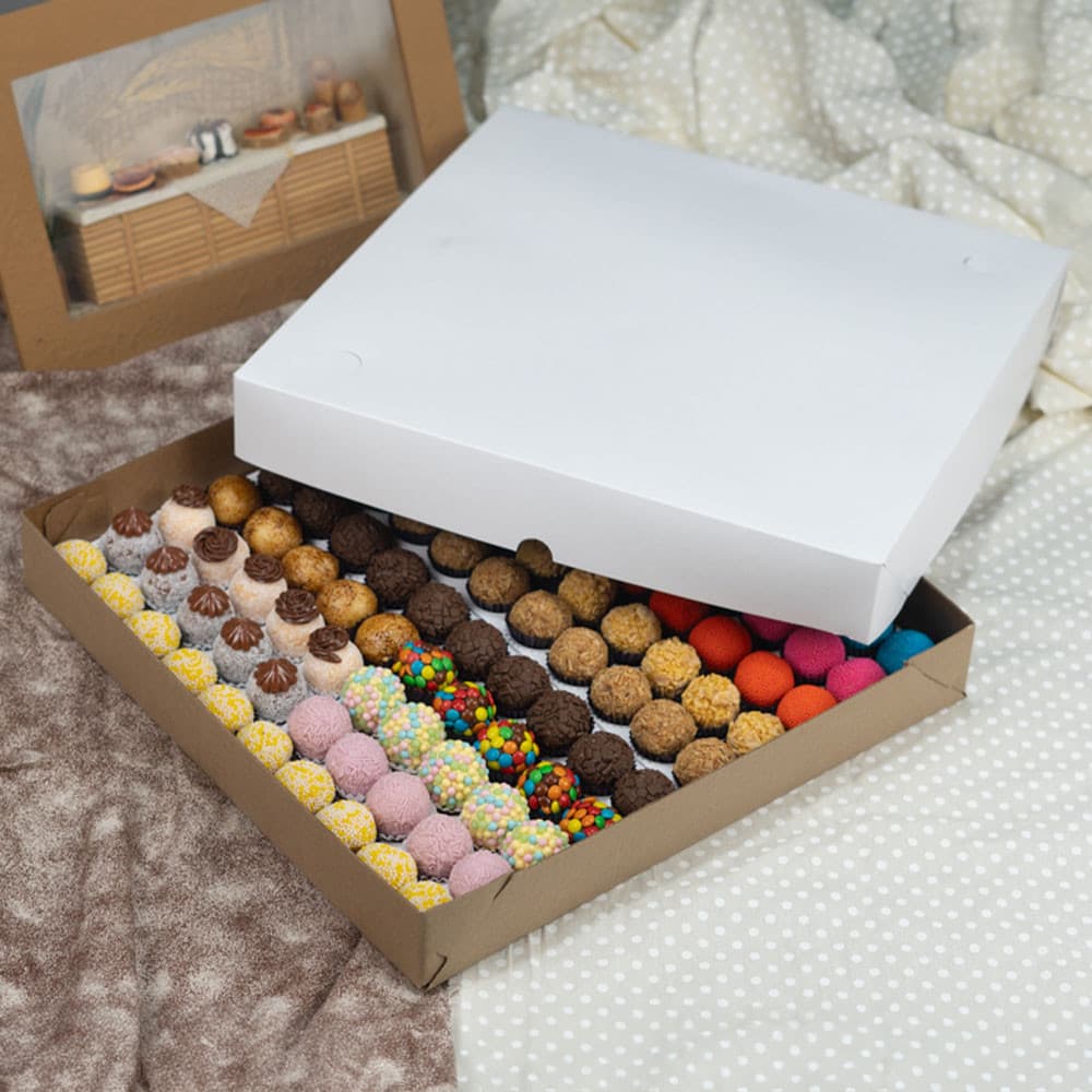 10 Caixas para 100 Doces Com Berço 35x35x5 cm | Branco