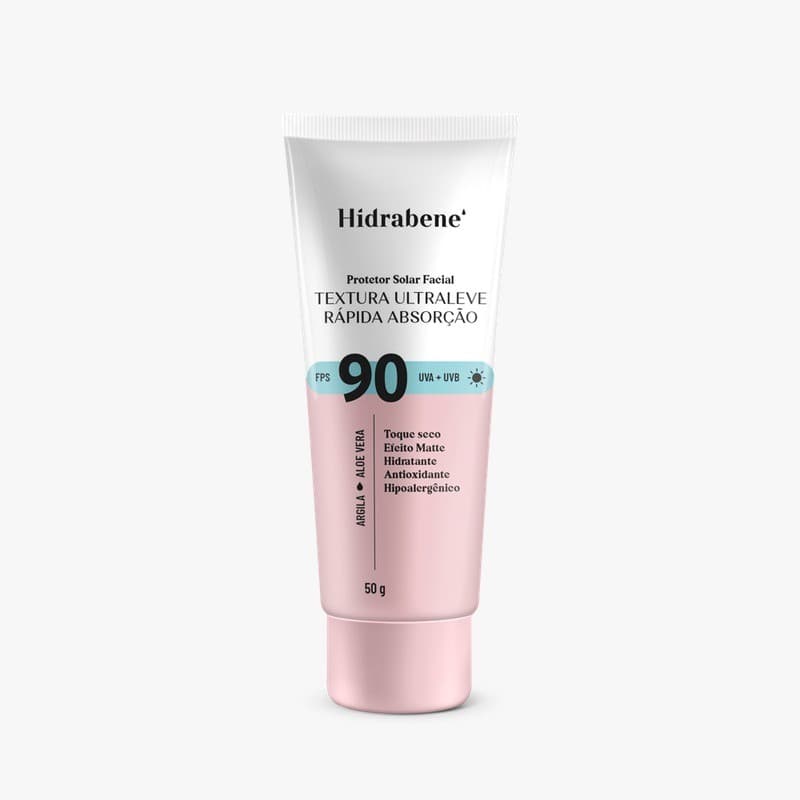 Protetor Solar Facial FPS 90 Hidrabene TEXTURA ULTRALEVE 50g
