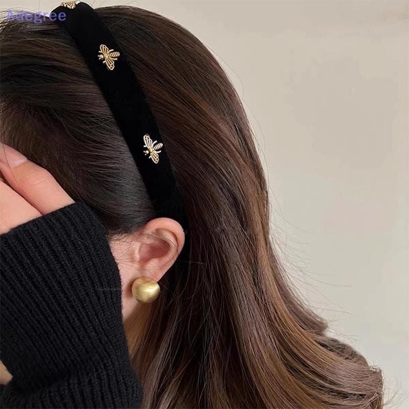Adegree Retro Cabelo Hoop Temperamento Abelha Larga Argola De Hairbands Para Mulheres Meninas Francês Versátil Moda Acessórios O Novo