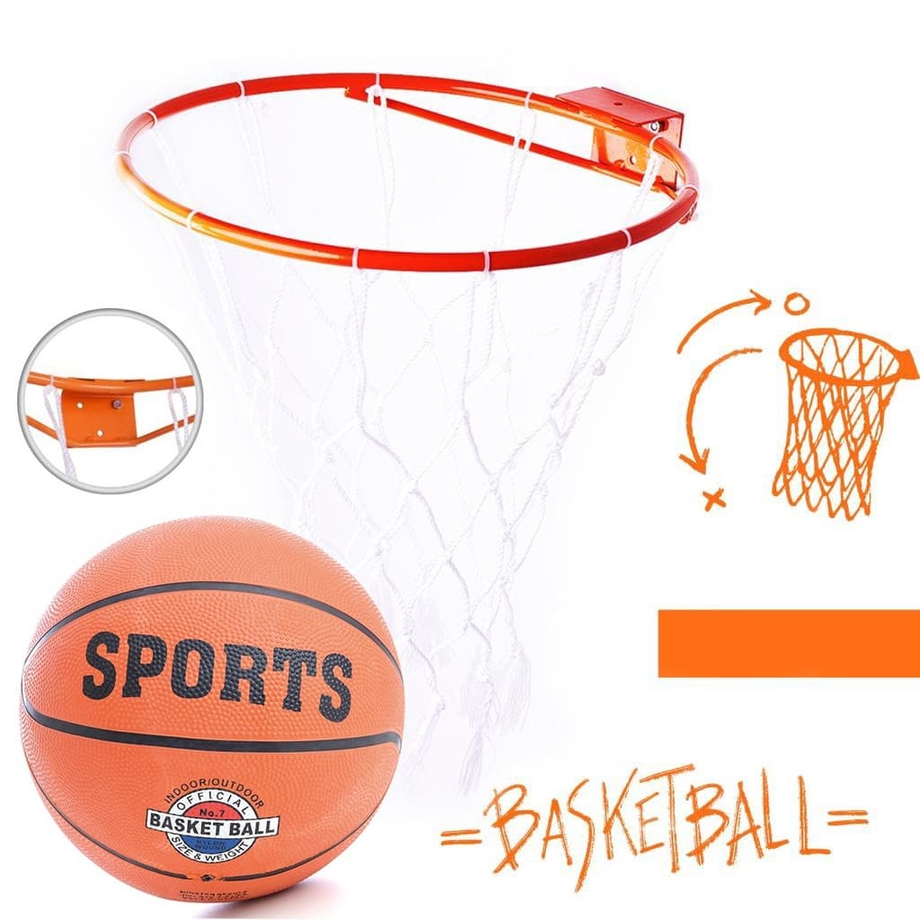 Aro Cesta De Basquete em Aço Reforçado + Rede Fio 4 + Bola 7 Tamanho Oficial