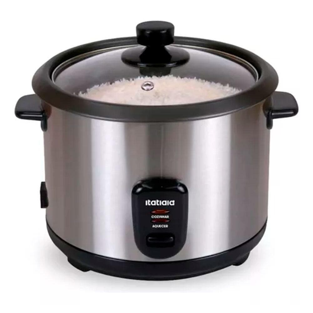 Panela de Arroz Eletrica Midi Itatiaia 1,5L 500W Inox com Preto 110V