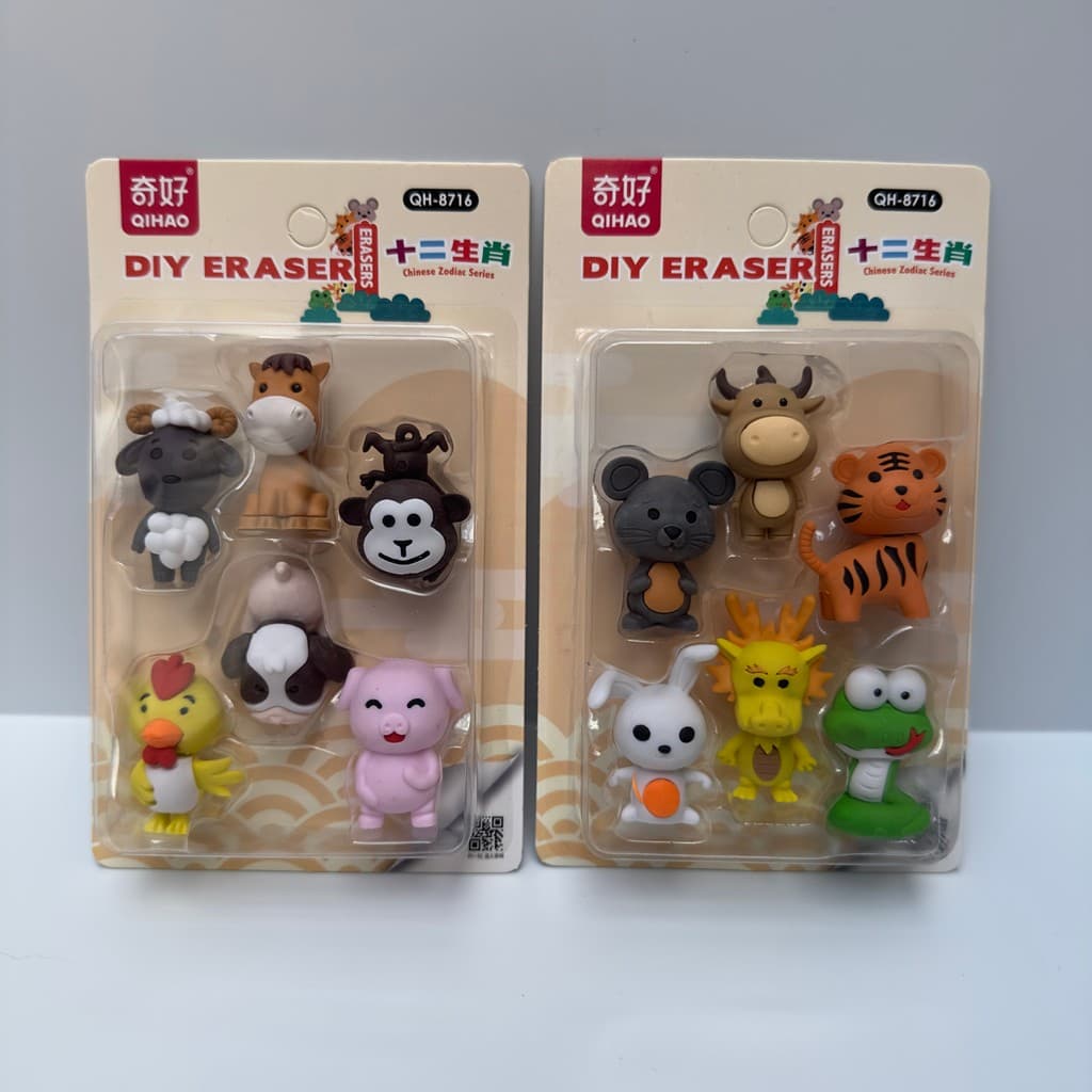 Um Blister Borracha Animais Horóscopo Chinês c/ 6und Modelos Variados