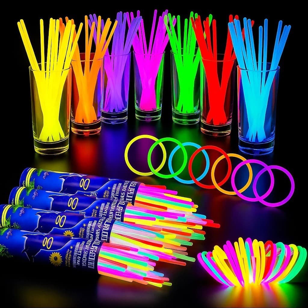 Kit com 100 Pulseiras Neon Alto Brilho Fluorescente Tubo Diversas Cores Brilha no Escuro