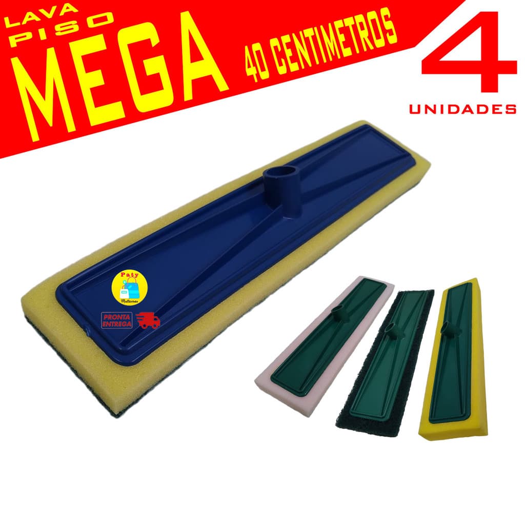 Kit 1 a 4 MEGA lava piso mop azulejo chão vidro passa cera esfregão limpeza pesada s/ cabo