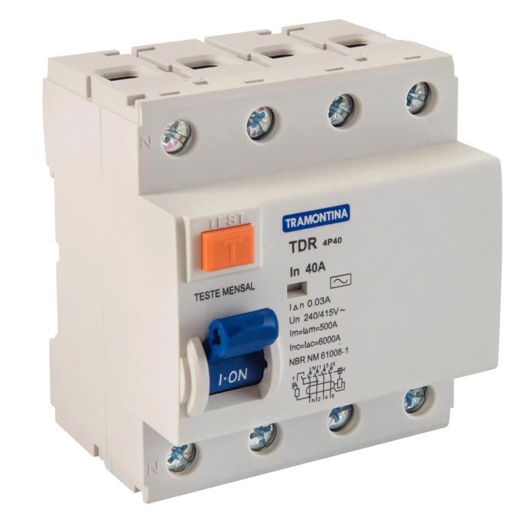 INTERRUPTOR DIFERENCIAL TDR-40 4P 40 A 30 MA 6 KA TRAMONTINA