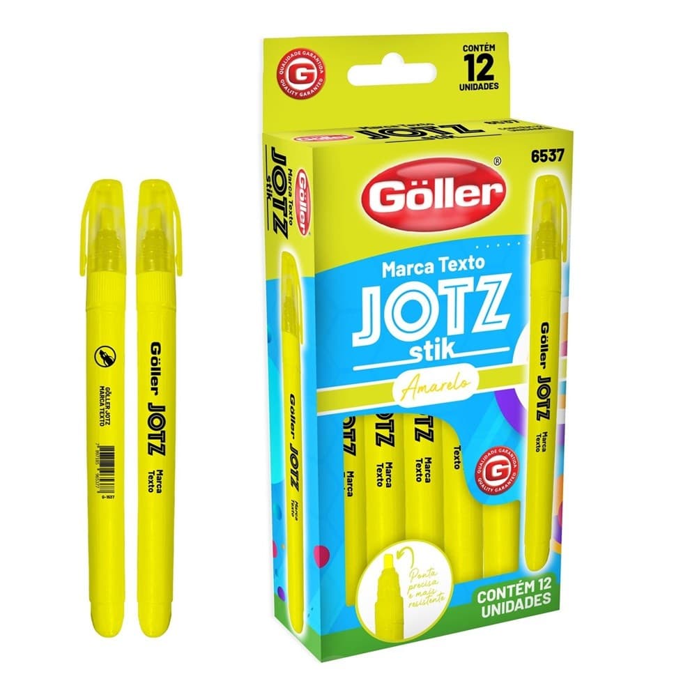 Marca Texto Jotz Stik Amarelo Caixa Com 12 Unidades Göller