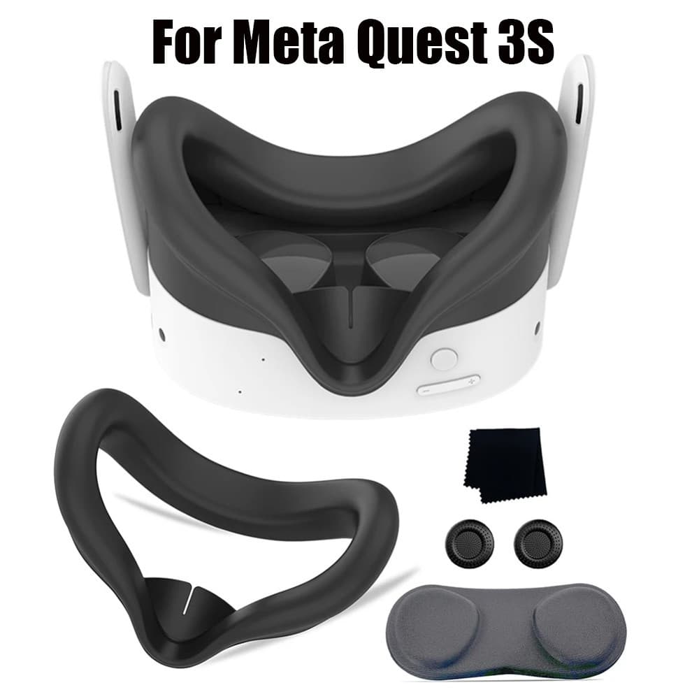 Para Meta Quest 3S VR Fone De Ouvido Silicone Capa Conjunto Máscara Almofada Facial Com Len & Joystick Acessórios Protet