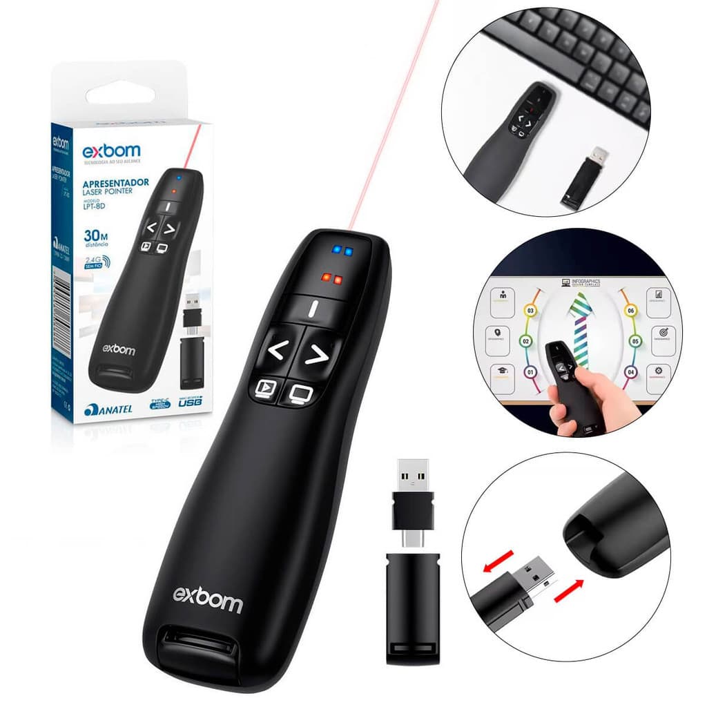 Apresentador Passador Slides Laser Ideal Para Apresentações Mais Profissionais