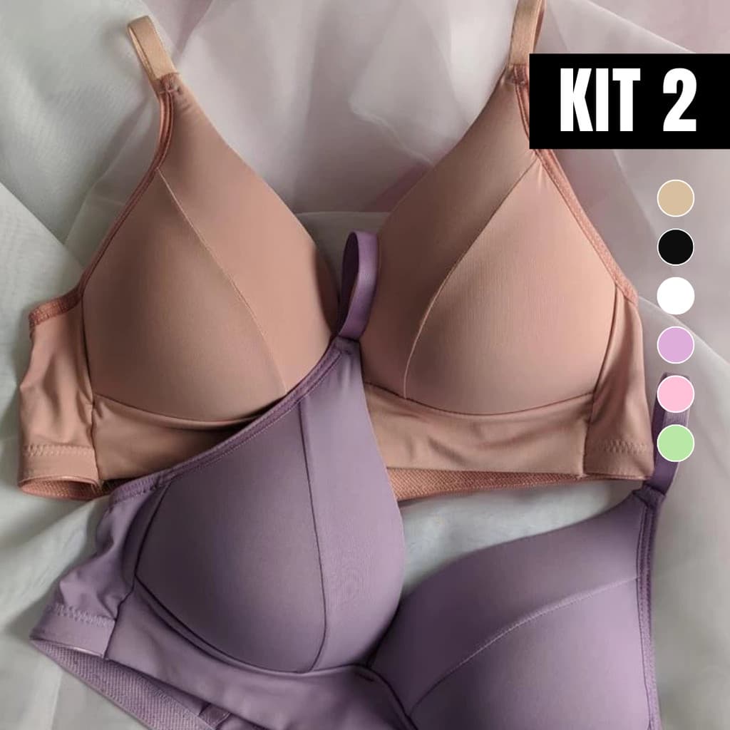 KIT 2 Sutiã de Microfibra Soft Sem Aro Bojo Macio Confortável Molinho Não Dobra