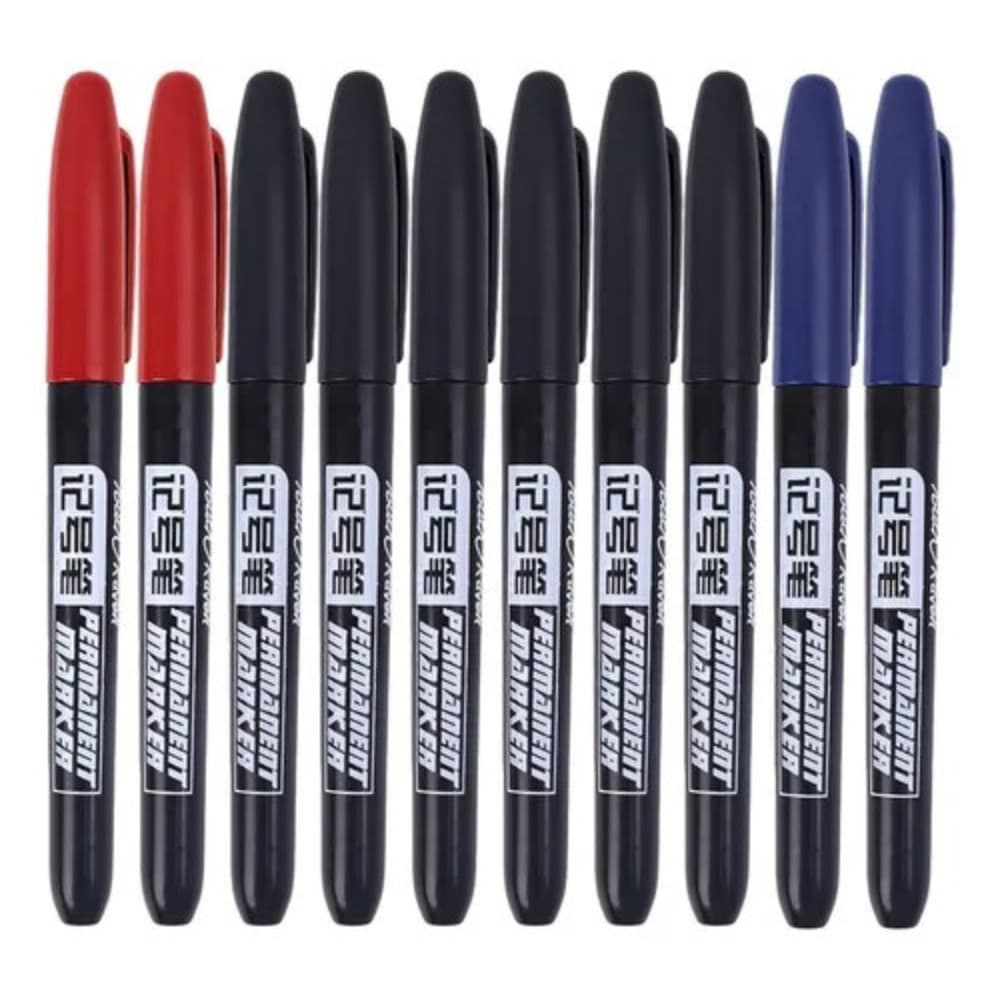 Kit 3 Caneta CD DVD Marcador Permanente Preto Vermelho Azul Resistente Não Sai