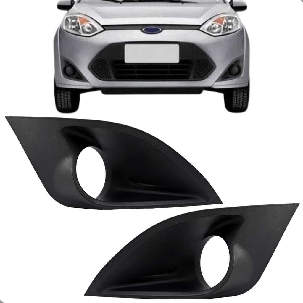 Par Moldura Grade Farol Milha Fiesta 2011 12 13 2014 C/Furo Preta