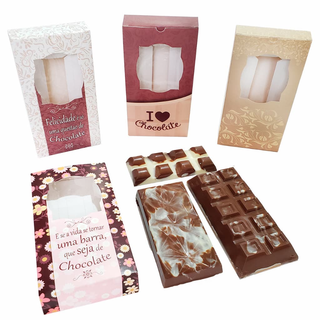 10 Caixas para Barras de chocolate de presente e lembrancinha, acompanha Berço Regulável. 17x9x3cm