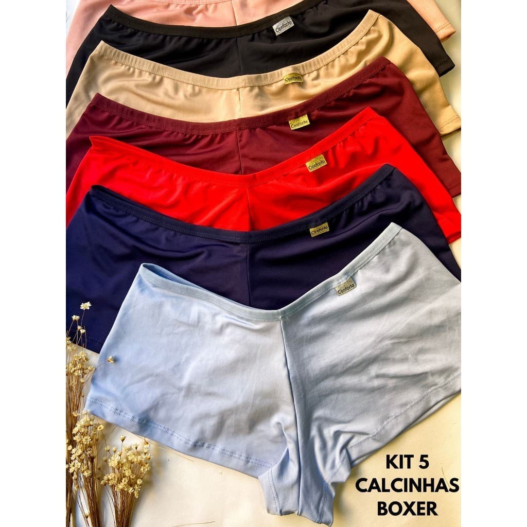 Kit 5 CALCINHA BOXER Feminina Shortinho Não Marca Sexy Cueca Feminina