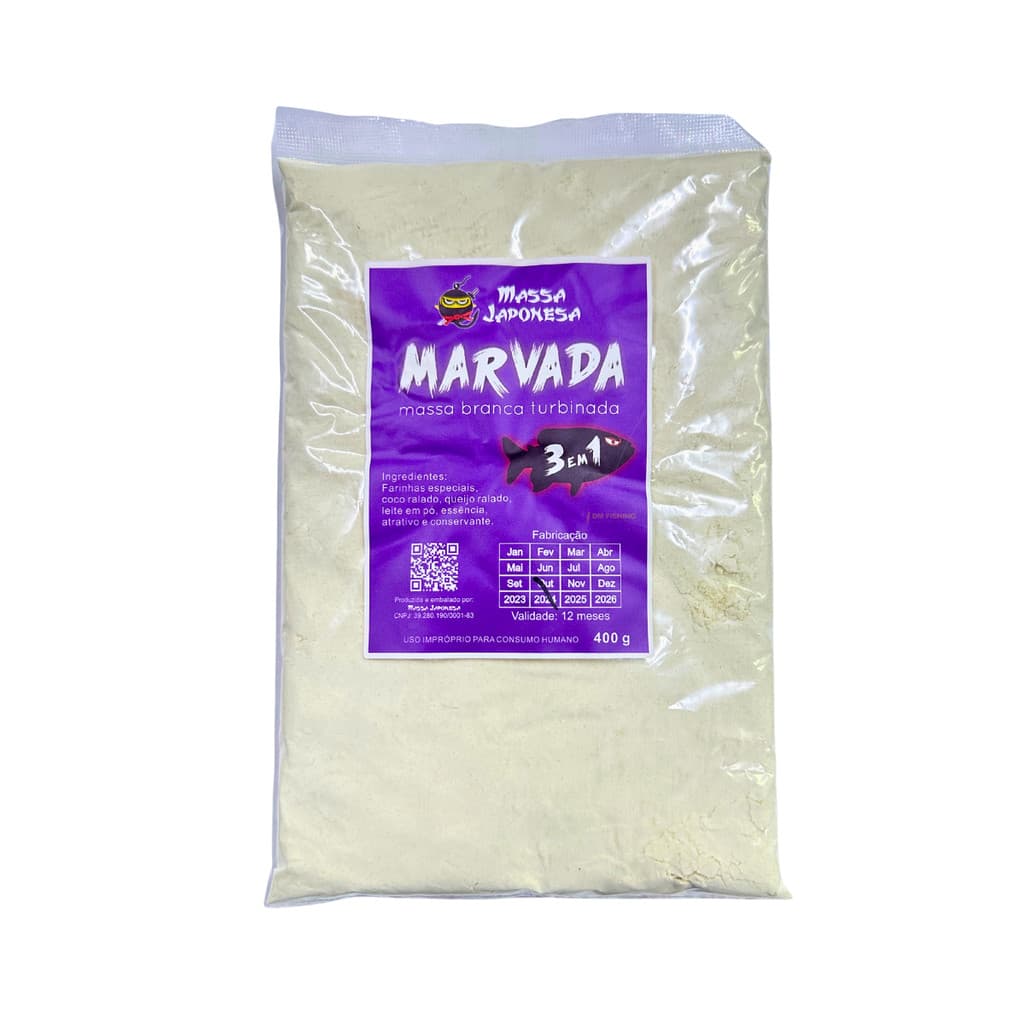 Isca para Pesca Massa Japonesa Branca MARVADA para peixes Tamba, Tambaqui, Tambacu e Pacu.