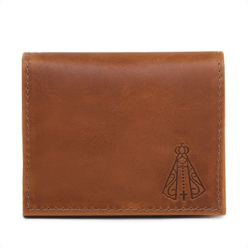 Carteira Masculina Couro Legitimo Nossa Senhora  Modelo em L Slim Premium  CNH Cartões Elegante