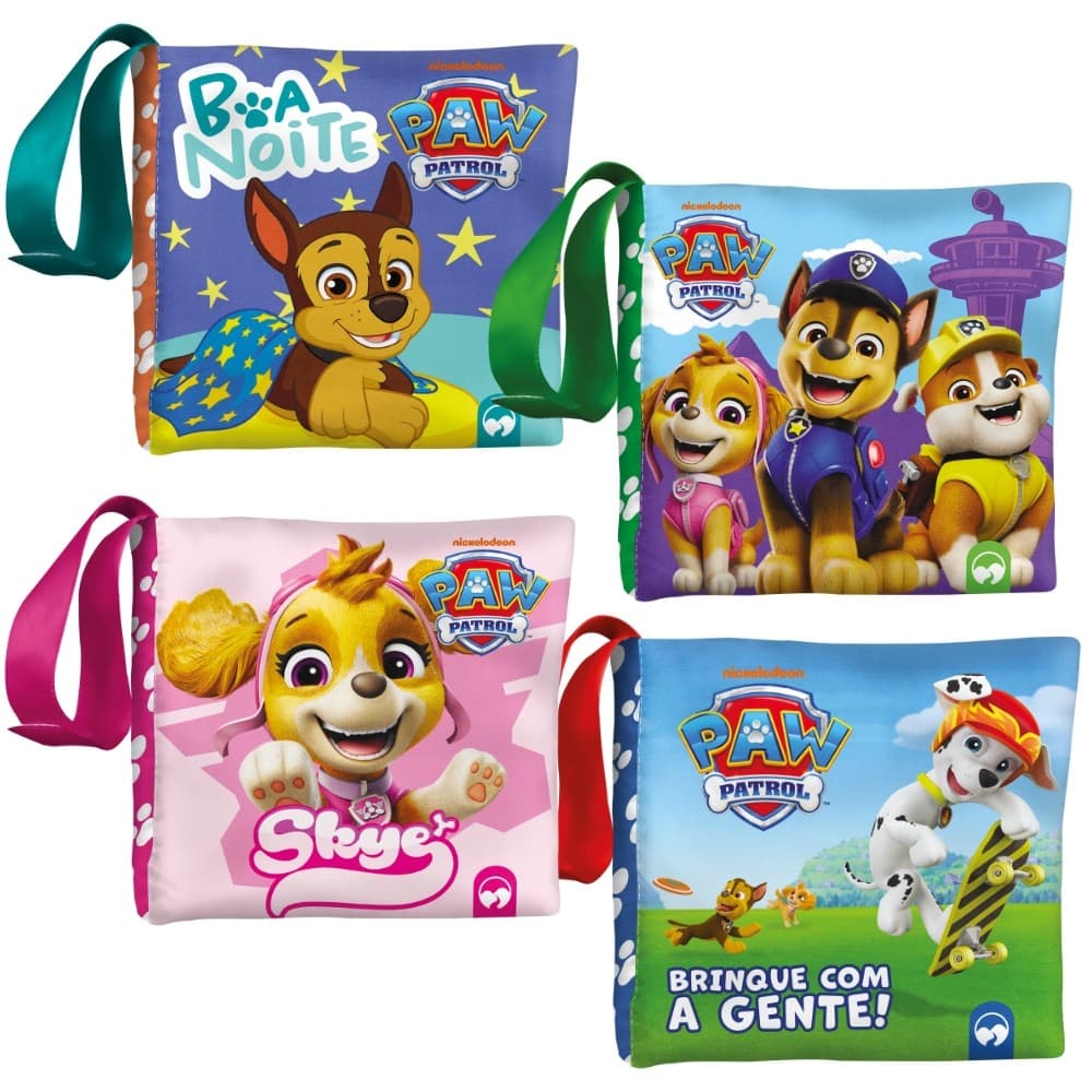 LIVRO DE PANO PATRULHA CANINA VALE DAS LETRAS BEBÊ FELIZ PAW PATROL CACHORRO DOG INFANTIL BANHO FOFO